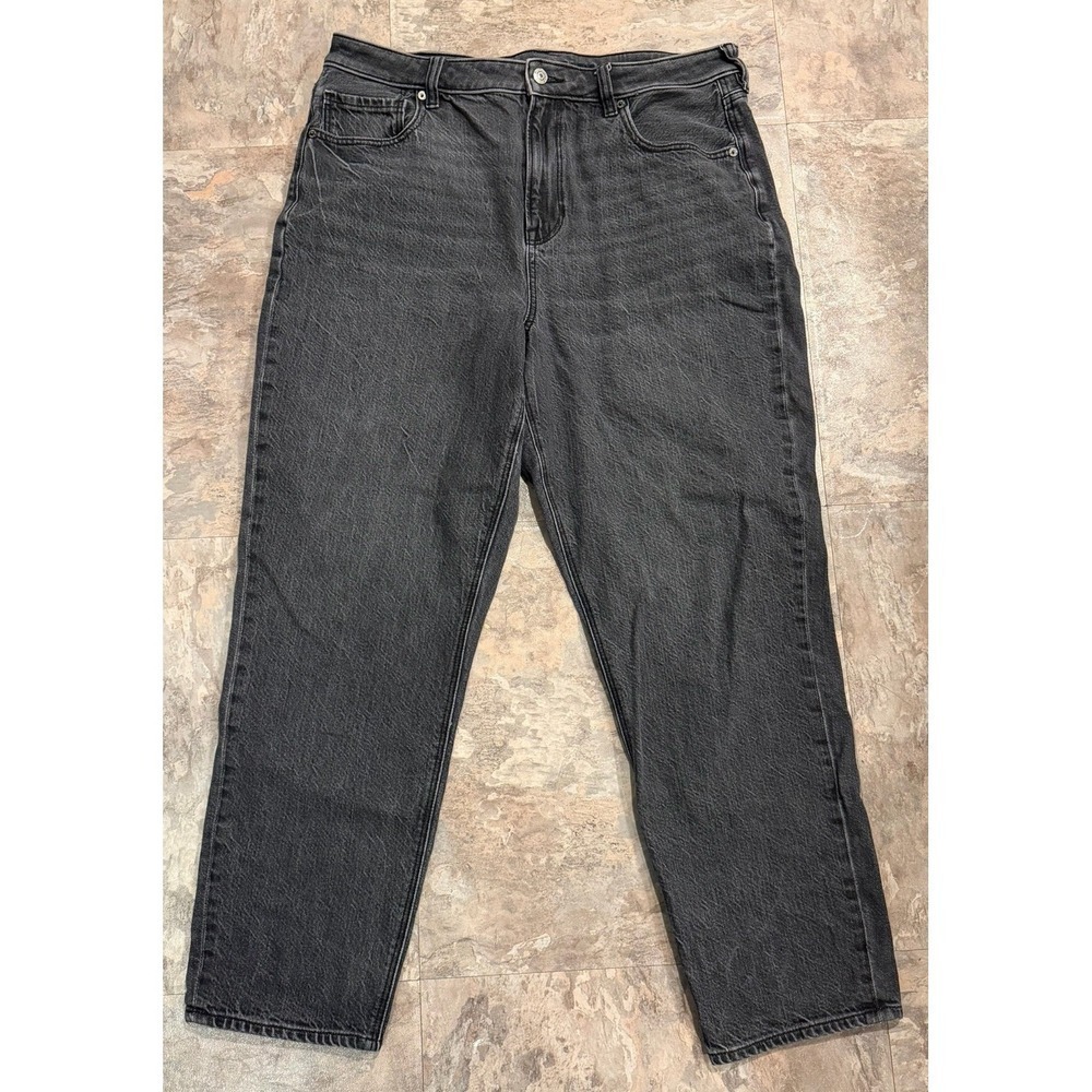 American Eagle Mom Jean Strigid Black Size 14 Short Womens High Waist Jeans - Picture 3 of 9